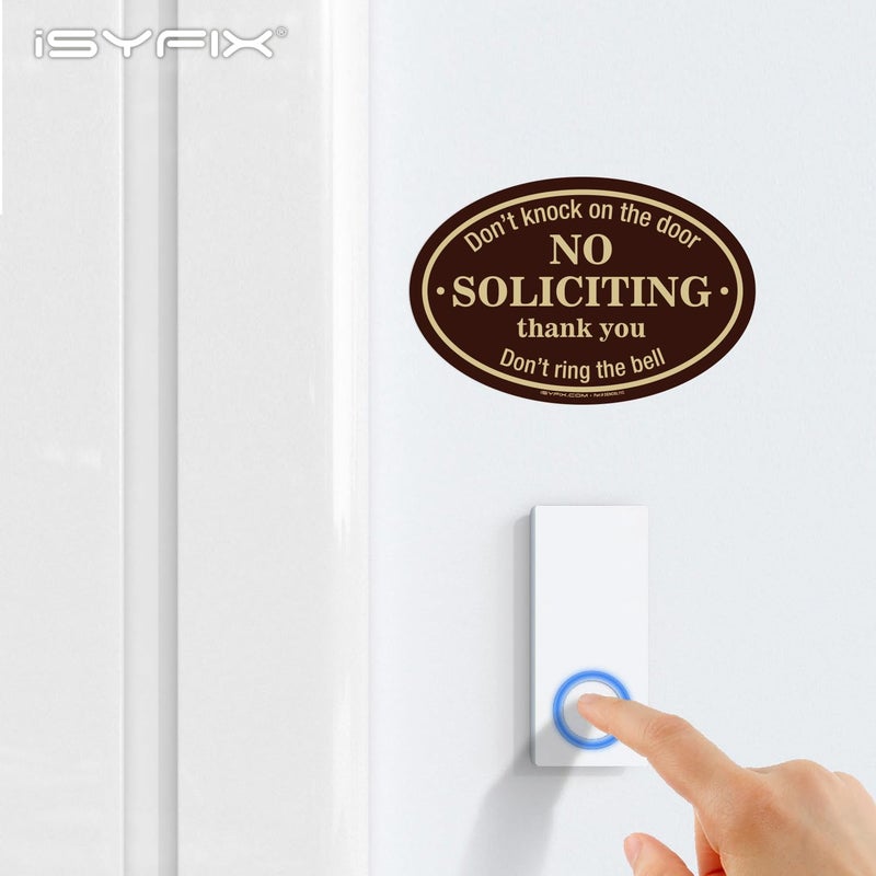 iSYFIX No Soliciting Sign Sticker for House, Home & Business - 4 Pack 7x4.6 inch - Premium Self-Adhesive Vinyl, Laminated for Ultimate UV, Weather, Scratch, Water and Fade Resistance, Indoor & Outdoor - Image 3
